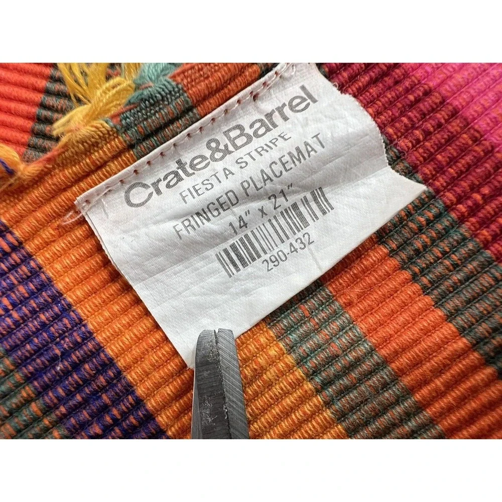Crate And Barrel Placemats Set Of 4 Fiesta Stripe Cottagecore Table Decor